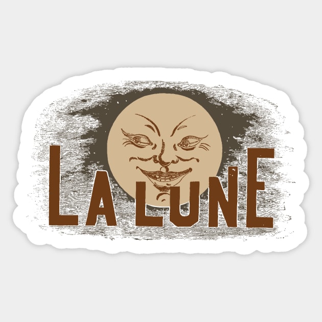 Moon Face with the French phrase, "La Lune" Sticker by pelagio